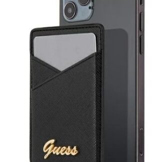 Guess Saffiano Cardslot Metal Logo černá