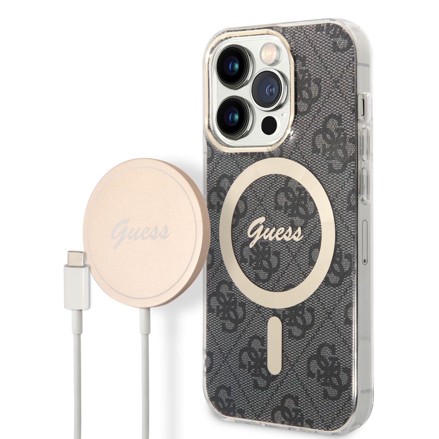 Guess 4G MagSafe Zadní Kryt + Bezdrátová Nabíječka pro iPhone 14 Pro