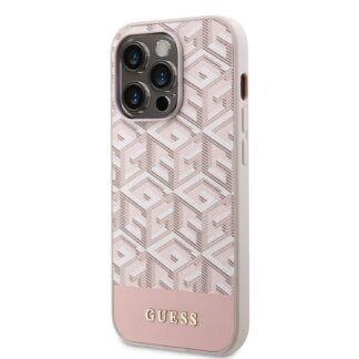 Guess PU G Cube MagSafe Zadní Kryt pro iPhone 13 Pro růžový
