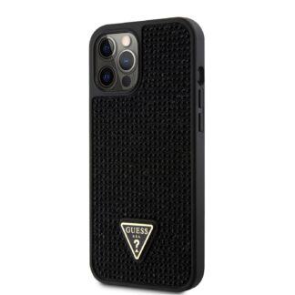 Guess Rhinestones Triangle Metal Logo Kryt pro iPhone 12/12 Pro černý