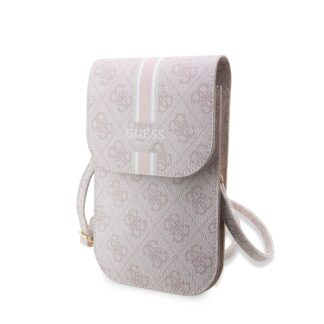 Guess PU 4G Printed Stripes Phone Bag růžový