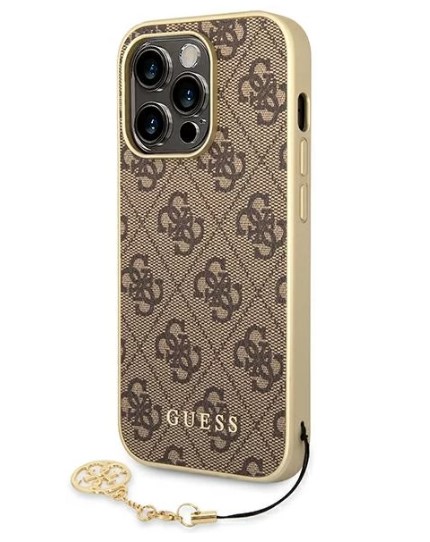 Guess 4G Charms Zadní Kryt pro iPhone 14 Pro Brown