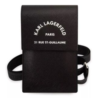 Karl Lagerfeld Saffiano Rue Saint Guillaume Wallet Phone Bag Black