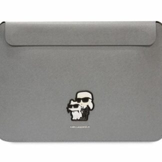 Karl Lagerfeld Saffiano Karl and Choupette Computer Sleeve 14" Silver