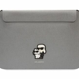 Karl Lagerfeld Saffiano Karl and Choupette Computer Sleeve 16" Silver