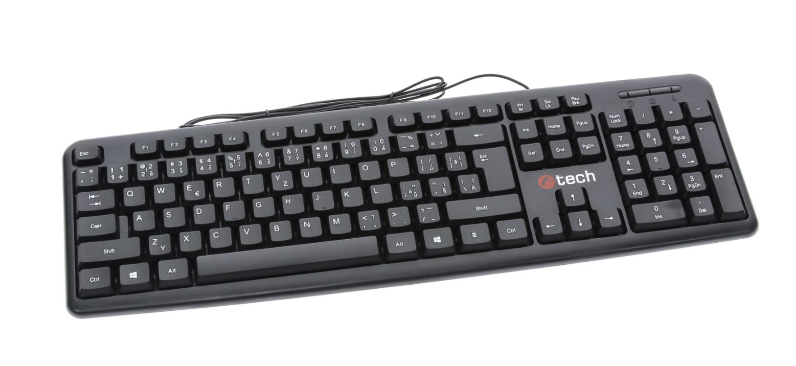 C-TECH klávesnice KB-102 USB, slim, black, CZ/SK