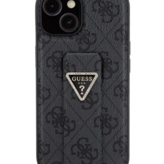 Guess PU Grip Stand 4G Strass Triangle Metal Logo Zadní Kryt pro iPhone 15