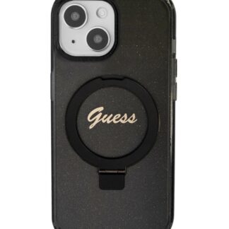 Guess IML Ring Stand Glitter MagSafe Zadní Kryt pro iPhone 15, hnědá