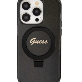 Guess IML Ring Stand Glitter MagSafe Zadní Kryt pro iPhone 15 Pro, hnědá