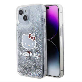 Hello Kitty Liquid Glitter Electroplating Head Logo Zadní Kryt pro iPhone 15, průhledná