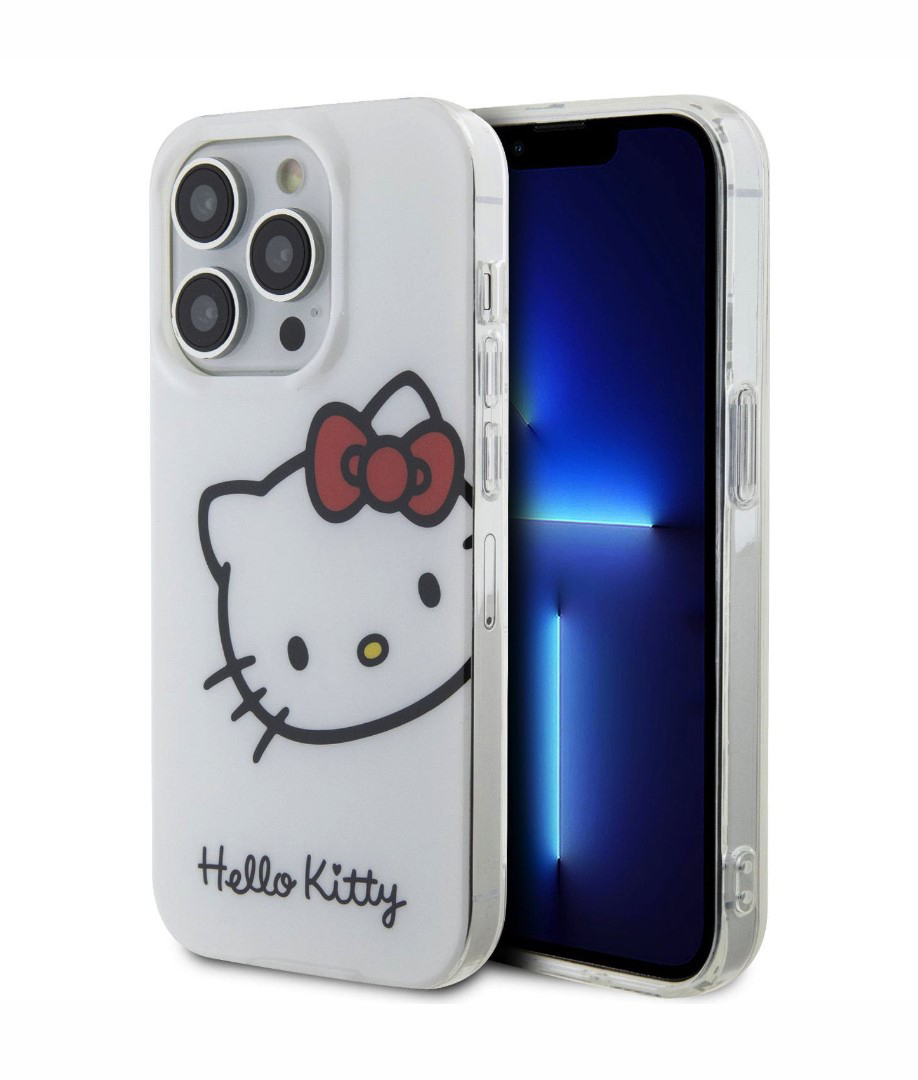 Hello Kitty IML Head Logo Zadní Kryt pro iPhone 15 Pro, bílá