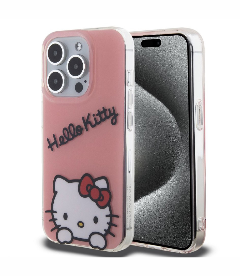 Hello Kitty IML Daydreaming Logo Zadní Kryt pro iPhone 15 Pro, růžová