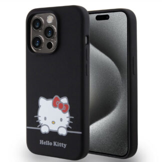 Hello Kitty Liquid Silicone Daydreaming Logo Zadní Kryt pro iPhone 15 Pro, černá