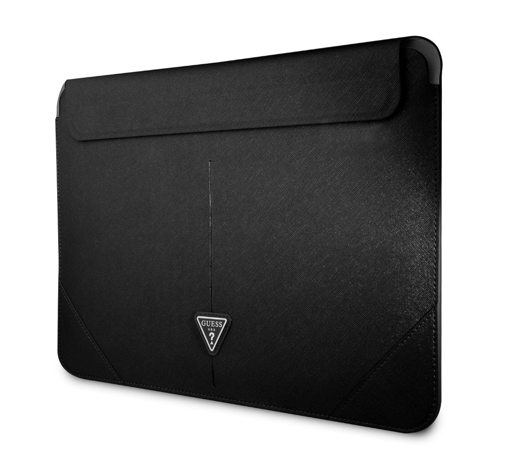 Guess Saffiano Triangle Metal Logo Computer Sleeve 13/14", černá