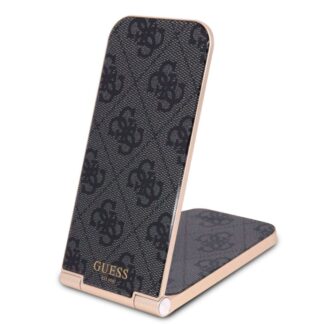 Guess Aluminium Stolní Bezdrátová Magnetická Nabíječka 2v1 4G Pattern, černá