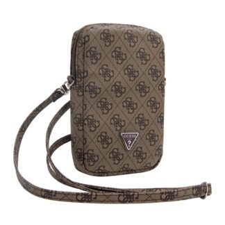 Guess PU 4G Triangle Logo Wallet Phone Bag Zipper, hnědá