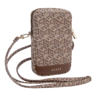 Guess PU G Cube Wallet Phone Bag Zipper, hnědá