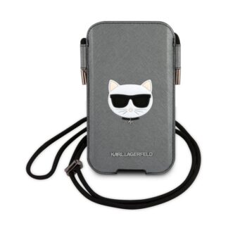 Karl Lagerfeld Choupette Head Saffiano PU Pouch L Grey