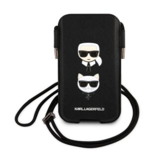 Karl Lagerfeld and Choupette Head Saffiano PU Pouch S/M Black