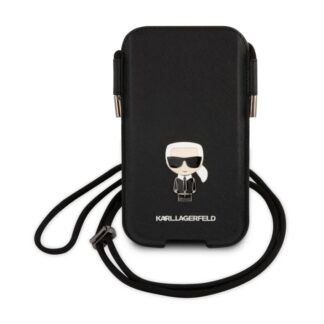 Karl Lagerfeld Saffiano Metal Logo PU Pouch L Black