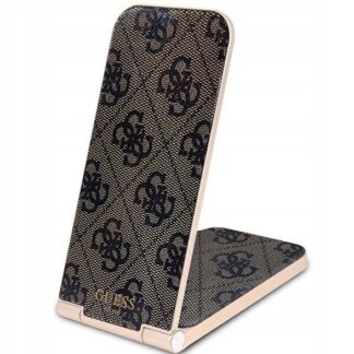 Guess 4G Pattern Stolní Bezdrátová Magnetická Nabíječka 2v1 Brown