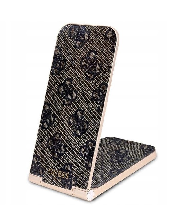 Guess 4G Pattern Stolní Bezdrátová Magnetická Nabíječka 2v1 Brown