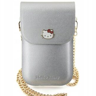 Hello Kitty PU Metal Logo Leather Wallet Phone Bag Silver