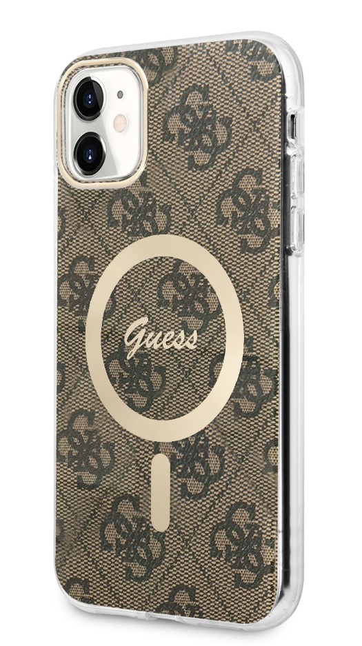 Guess IML 4G MagSafe Zadní Kryt pro iPhone 11 Brown