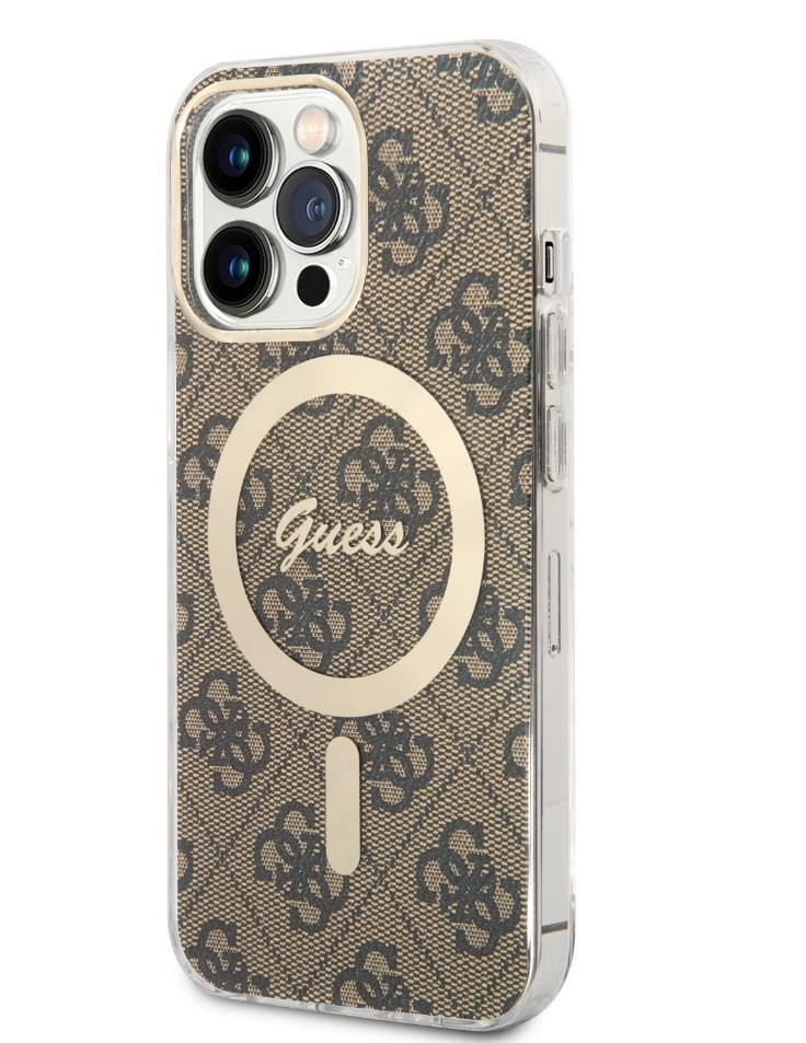 Guess IML 4G MagSafe Zadní Kryt pro iPhone 13 Pro Brown