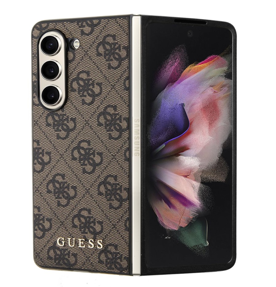 Guess 4G Charms Zadní Kryt pro Samsung Galaxy Z Fold 5 Brown