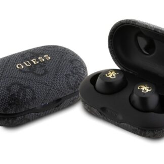 Guess True Wireless 4G PU Metal Logo BT5.3 Stereo Earphones Black