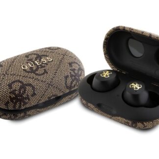 Guess True Wireless 4G PU Metal Logo BT5.3 Stereo Earphones Brown