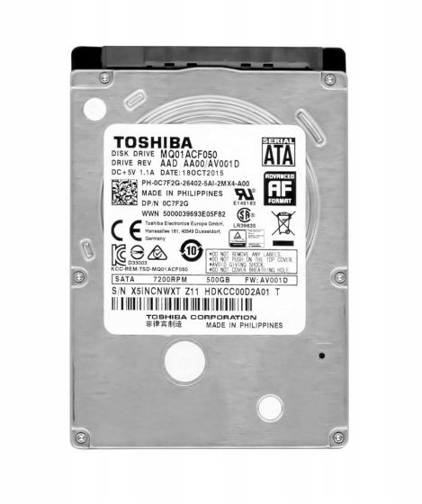 Toshiba 2,5" - 500GB, MQ01ACF050