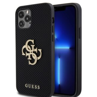 Guess PU Perforated 4G Glitter Metal Logo Zadní Kryt pro iPhone 12/12 Pro