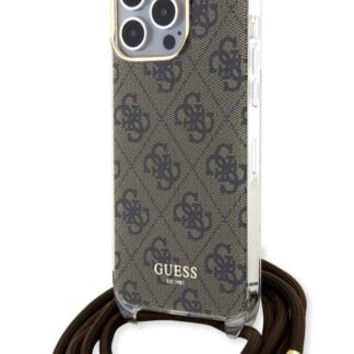 Guess IML 4G Printed Crossbody Popruh Zadní Kryt pro iPhone 15 Pro Max Black