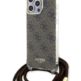 Guess IML 4G Printed Crossbody Popruh Zadní Kryt pro iPhone 15 Pro Brown