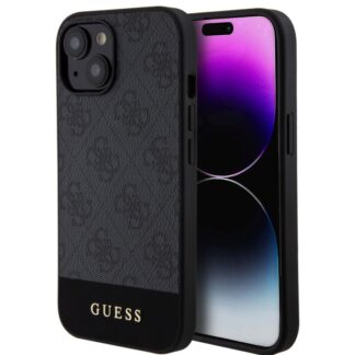 Guess PU 4G Stripe MagSafe Zadní Kryt pro iPhone 15 Black