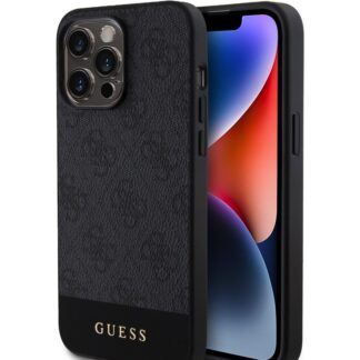 Guess PU 4G Stripe MagSafe Zadní Kryt pro iPhone 15 Pro Black