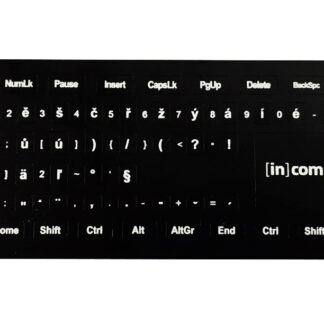 High Quality Přelepky na klávesnici - bílý text, černé pozadí / nové logo