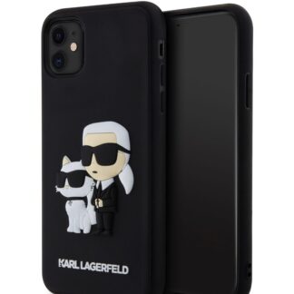 Karl Lagerfeld 3D Rubber Karl and Choupette Zadní Kryt pro iPhone 12/12 Pro Black