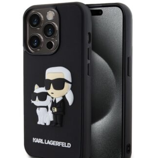 Karl Lagerfeld 3D Rubber Karl and Choupette Zadní Kryt pro iPhone 13 Pro Black