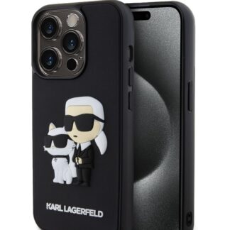 Karl Lagerfeld 3D Rubber Karl and Choupette Zadní Kryt pro iPhone 14 Pro Black