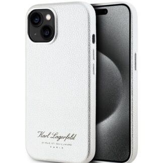 Karl Lagerfeld Grained PU Hotel RSG Zadní Kryt pro iPhone 15 Grey