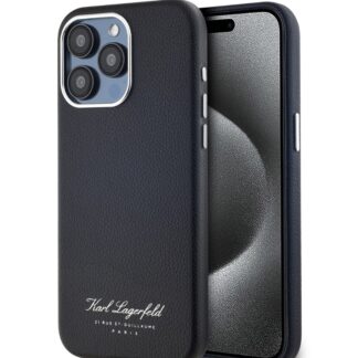 Karl Lagerfeld Grained PU Hotel RSG Zadní Kryt pro iPhone 15 Pro Black