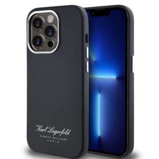 Karl Lagerfeld Grained PU Hotel RSG Zadní Kryt pro iPhone 14 Pro Black