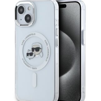 Karl Lagerfeld IML K&CH Heads Metal Frame MagSafe Zadní Kryt pro iPhone 13 Transparent