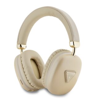 Guess Saffiano PU Leather Triangle Logo Bezdrátová Sluchátka Gold