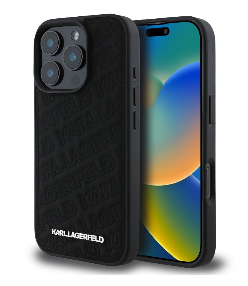 Karl Lagerfeld PU Quilted Pattern Zadní Kryt pro iPhone 16 Pro Black