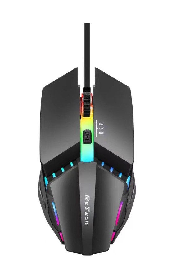 DeTech D5 drátová herní myš - Optická, Černá