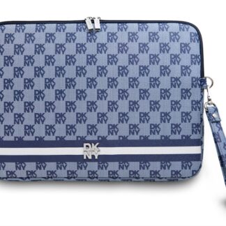 DKNY PU Leather Checkered Pattern and Stripe Obal na Notebook 13/14" - modrá